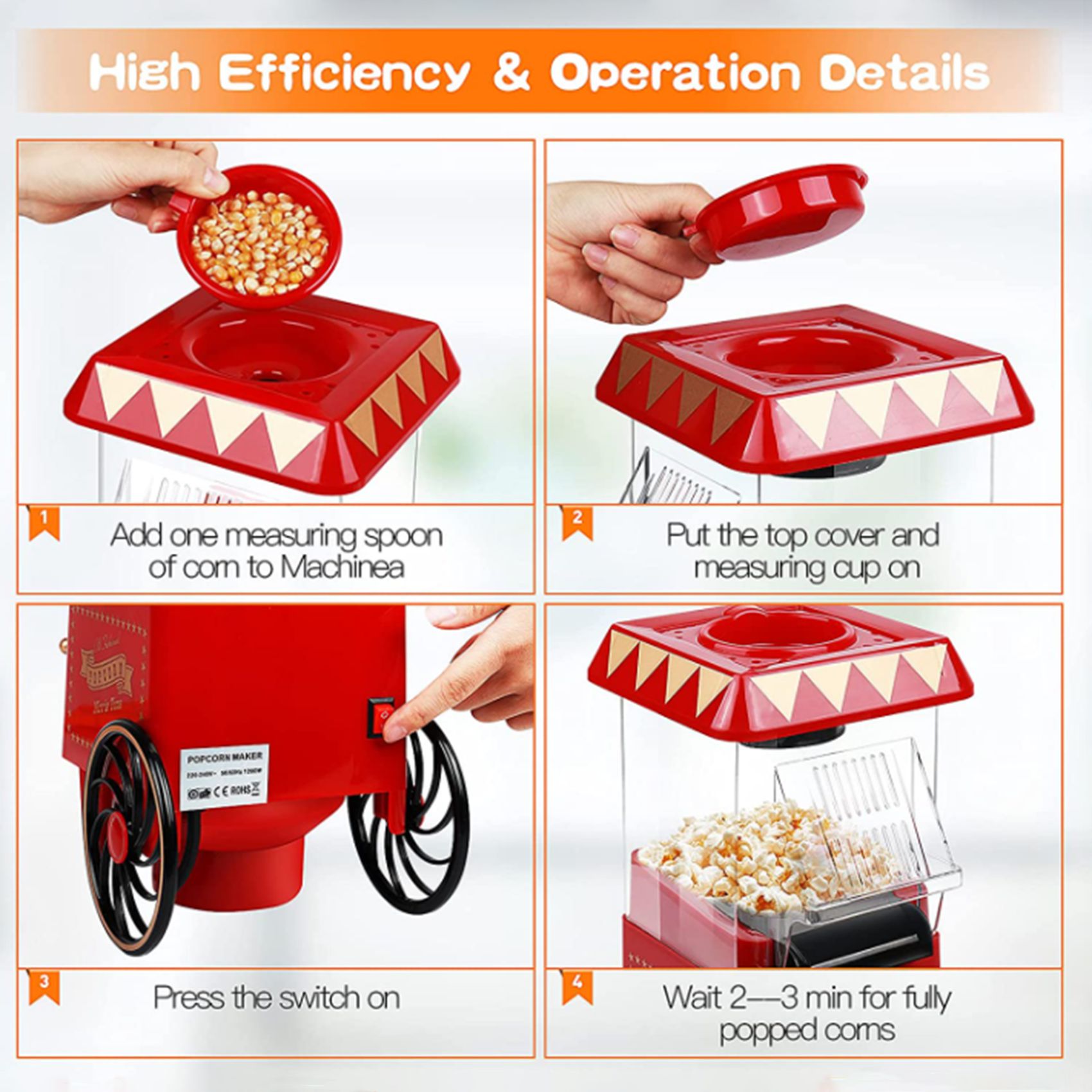 Air Popcorn Maker - A69X-Popcorn Makinesi, Sıcak Hava Patlamış Mısır